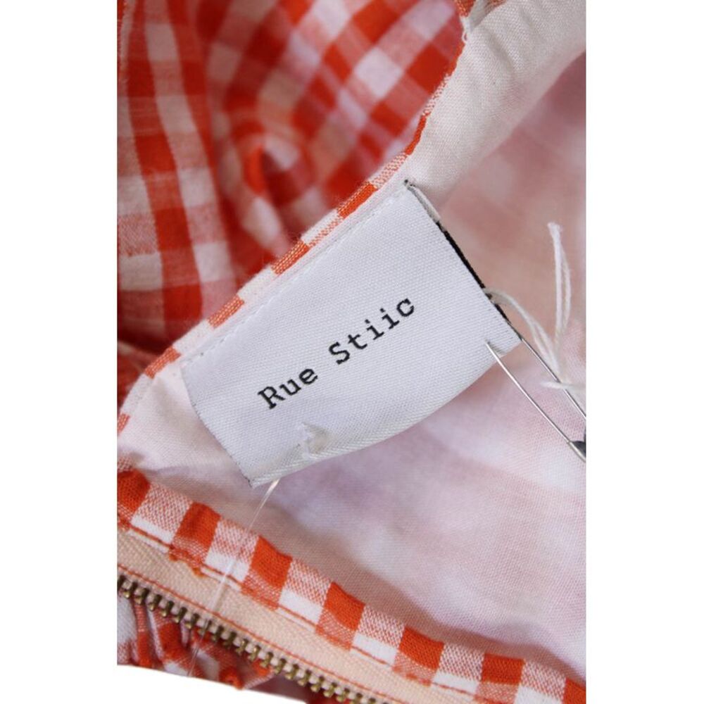Rue Stiic Womens Cotton Gingham Waist Cut Out V-Neck Puff Sleeve Dress Red Sz XS - Picture 6 of 6